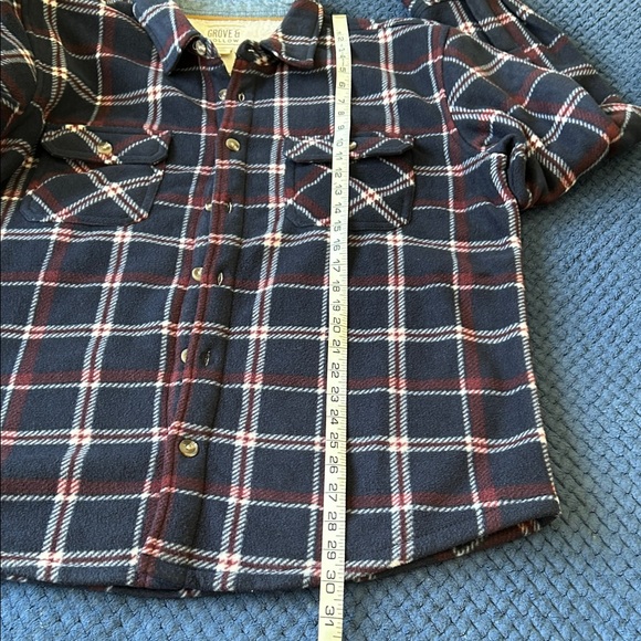 Men's Blue and Red Plaid Shirt Jacket - Picture 9 of 10